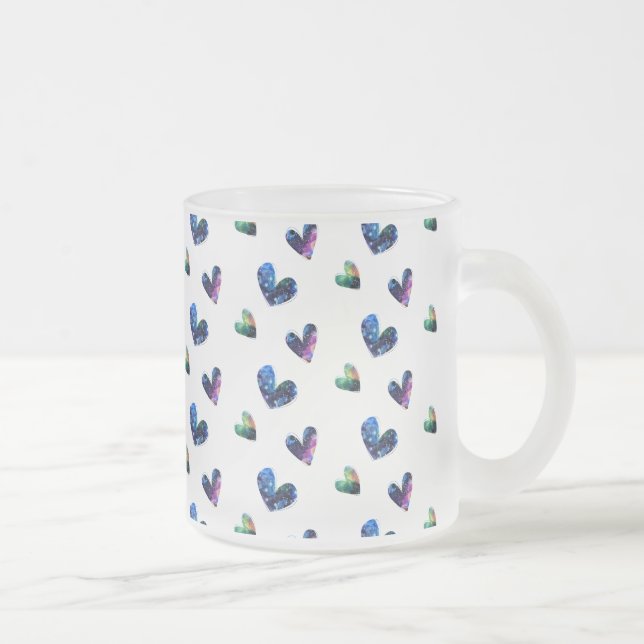 Caneca De Café Vidro Jateado Corações do Espaço (Direita)