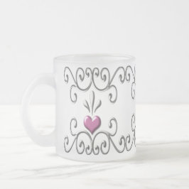 Caneca De Café Vidro Jateado Corações rolados, cor-de-rosa, pequeno Fosco