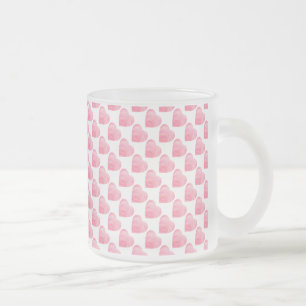 Caneca De Café Vidro Jateado Corações Rosa