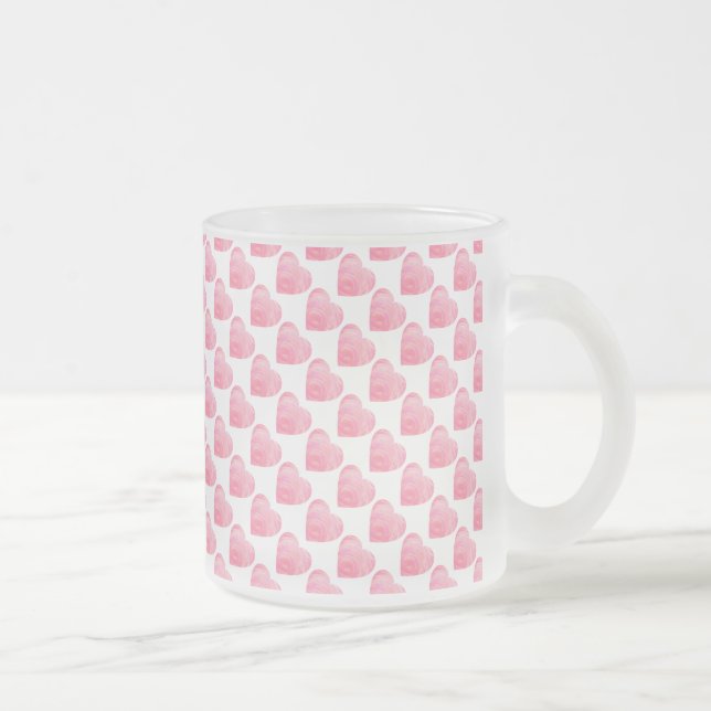 Caneca De Café Vidro Jateado Corações Rosa (Direita)
