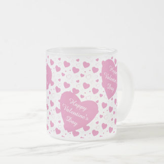 Caneca De Café Vidro Jateado Corações rosas e bonitos padrões românticos
