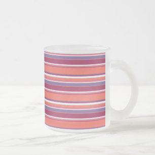 Caneca De Café Vidro Jateado Coral vivo, listras vermelhas e violetas