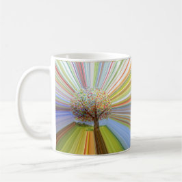 Caneca De Café Vidro Jateado Cores de Outono Listradas Árvore de Outono