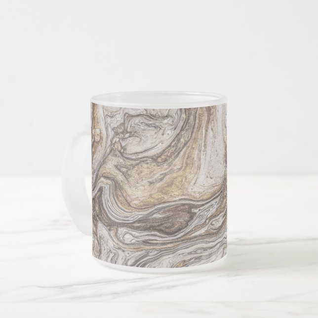 Caneca De Café Vidro Jateado cores marrons líquidas glamour 001 (Frente Esquerda)