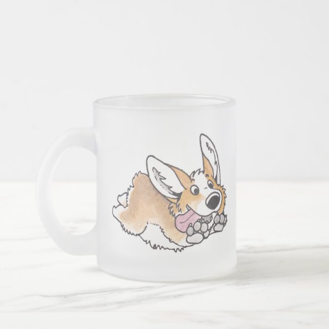 Caneca De Café Vidro Jateado Corgi (Esquerda)