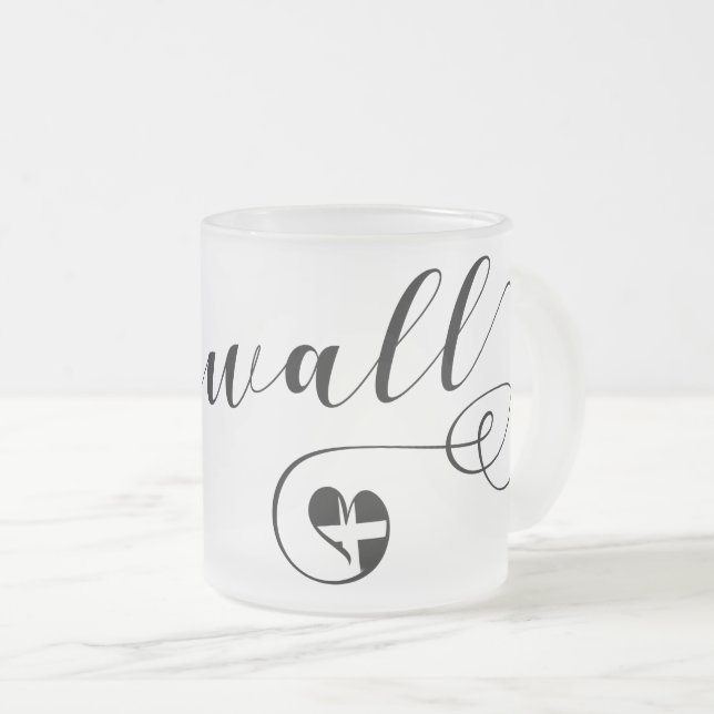 Caneca De Café Vidro Jateado Cornish Flag em Heart, Cornwall (Frente Esquerda)
