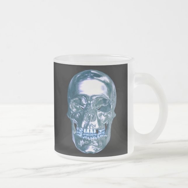 Caneca De Café Vidro Jateado Corpo Azul (Direita)