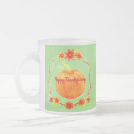 Caneca De Café Vidro Jateado Correspondência com a Aquarela de Ação de Graças P