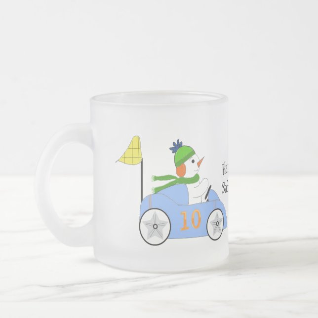 Caneca De Café Vidro Jateado Corrida de Carros (Esquerda)
