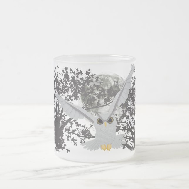 Caneca De Café Vidro Jateado Coruja (Centro)