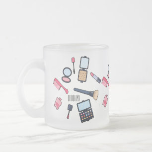 Caneca De Café Vidro Jateado Cosméticos / ilustração de desenho animado