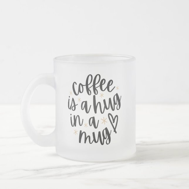 Caneca De Café Vidro Jateado Cozy Coffee Quote Frosted Glass Mug (Esquerda)