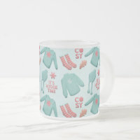 Cozy Collage Winter Fashion Patteron Teal and Pink