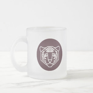 Caneca De Café Vidro Jateado Crachá Tiger Face