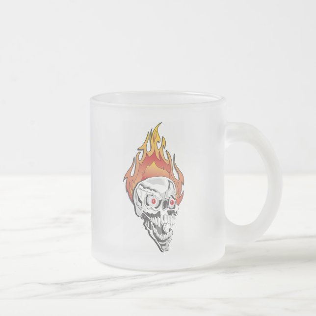 Caneca De Café Vidro Jateado Crânio de Flaming (Direita)