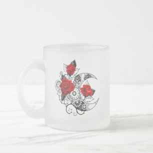 Caneca De Café Vidro Jateado Crescente Mecânico com Rosas vermelhas