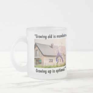Caneca De Café Vidro Jateado 'Crescer é opcional' Mug/Copa