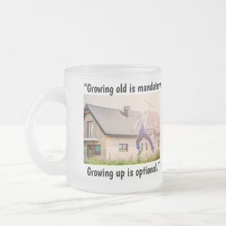 Caneca De Café Vidro Jateado 'Crescer é opcional' Mug/Copa