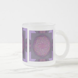 Caneca De Café Vidro Jateado Criação de Mandala