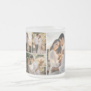Caneca De Café Vidro Jateado Crie a sua própria colagem de 4 fotos