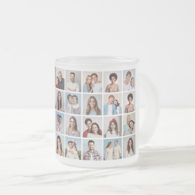 Caneca De Café Vidro Jateado Crie Sua Própria Colagem De Fotos 32 (Frente Esquerda)