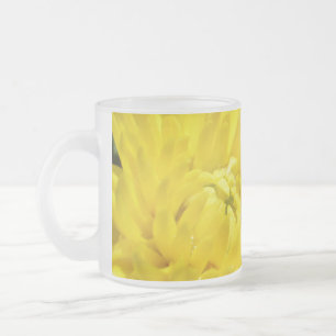 Caneca De Café Vidro Jateado Crisântemo Amarelo