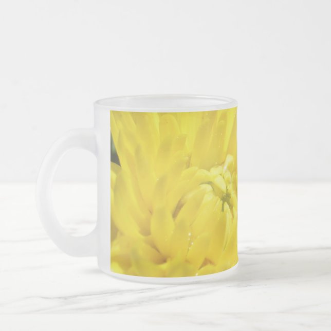 Caneca De Café Vidro Jateado Crisântemo Amarelo (Esquerda)