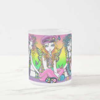 Caneca De Café Vidro Jateado "Cristal, ensolarado, amigos da fada do arco-íris