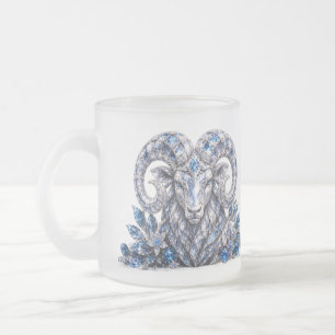 Caneca De Café Vidro Jateado Cristal Zodíaco Áries Luxo