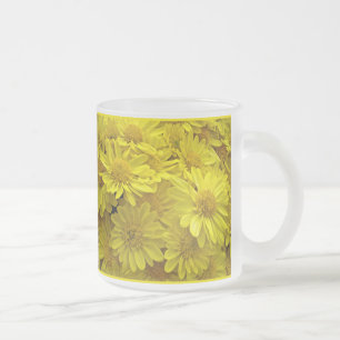 Caneca De Café Vidro Jateado Crolisântemos Amarelo sunshine