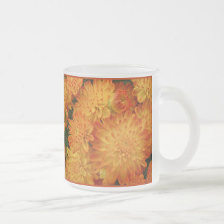 Caneca De Café Vidro Jateado Crolisântemos de Laranja Fogo