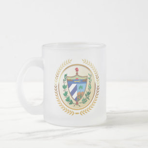 Caneca De Café Vidro Jateado Cuba Casaco de Armas