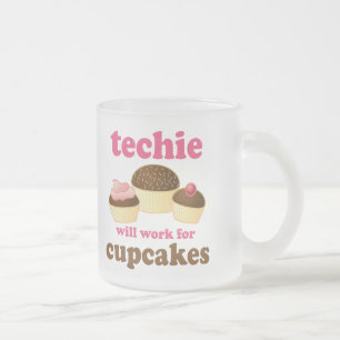 Caneca De Café Vidro Jateado Cupcake bonito Techie