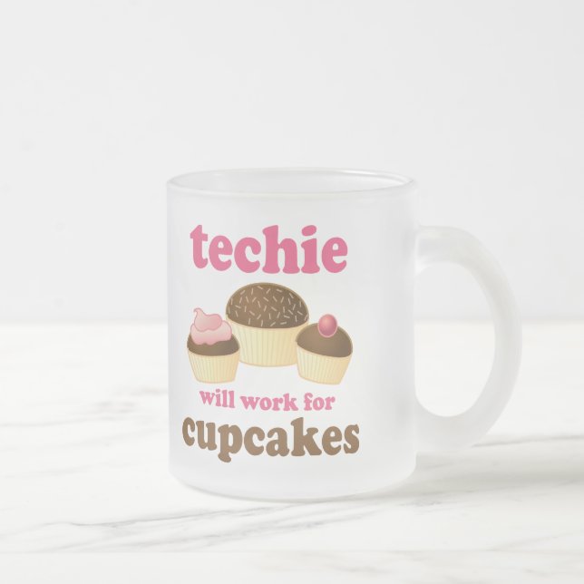 Caneca De Café Vidro Jateado Cupcake bonito Techie (Direita)