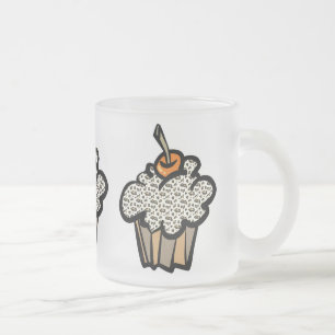 Caneca De Café Vidro Jateado cupcake com estampa de leopardo