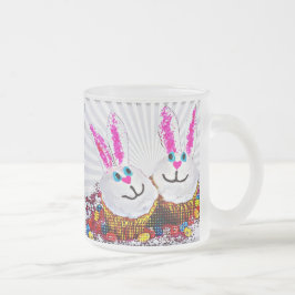 Caneca De Café Vidro Jateado Cupcakes do Bunny da Páscoa pop