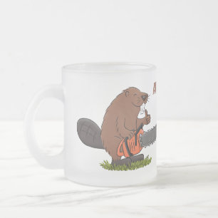 Caneca De Café Vidro Jateado Curioso castor com humor de desenho animado