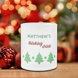 Caneca De Café Vidro Jateado Custom Name Funny Thinking Drink Christmas Trees