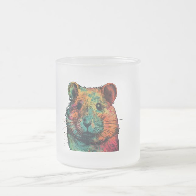 Caneca De Café Vidro Jateado cute colour full hamster art design  (Centro)