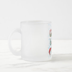 Caneca De Café Vidro Jateado Cute Elementos de Natal em Aquarela Boneco de Neve