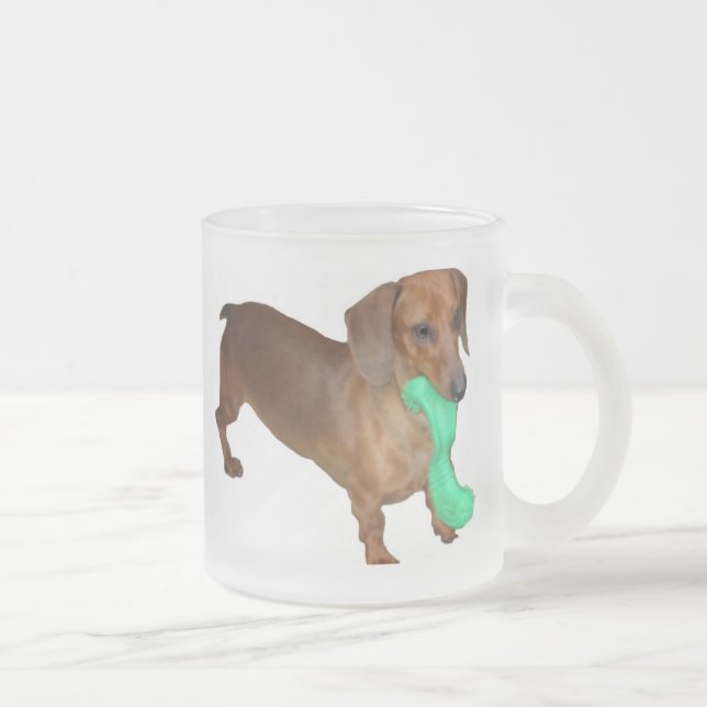 Caneca De Café Vidro Jateado Dachshund diminuto (Direita)
