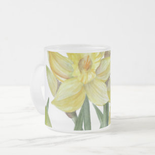 Caneca De Café Vidro Jateado Daffodils De Aquarela Ilustração De Retrato De Flo