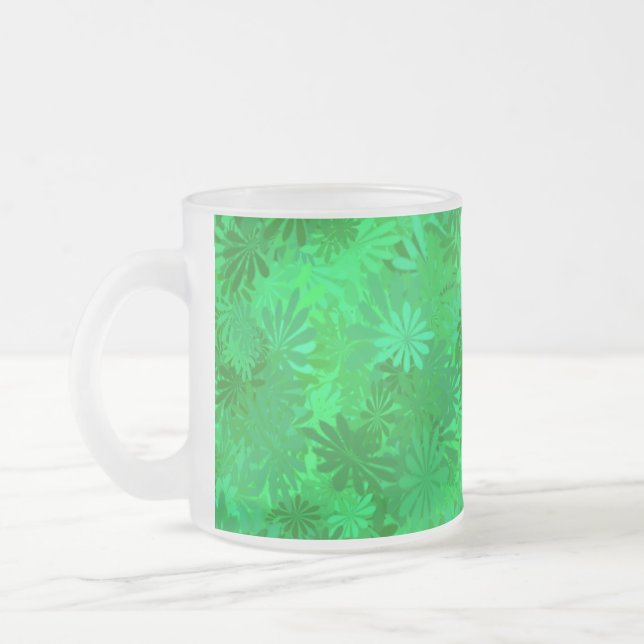 Caneca De Café Vidro Jateado Daisies Verdes (Esquerda)