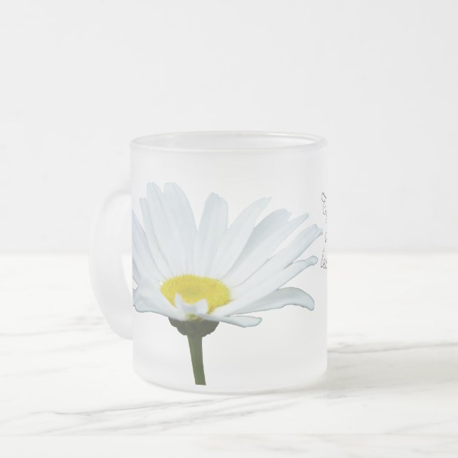 Caneca De Café Vidro Jateado Daisy Beer Glass Personalizado Daisies Mugs & Gift (Frente Esquerda)