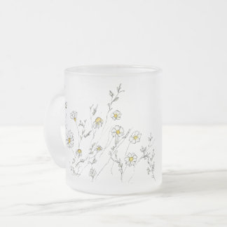 Caneca De Café Vidro Jateado Daisy's - White Watercolor Dasies
