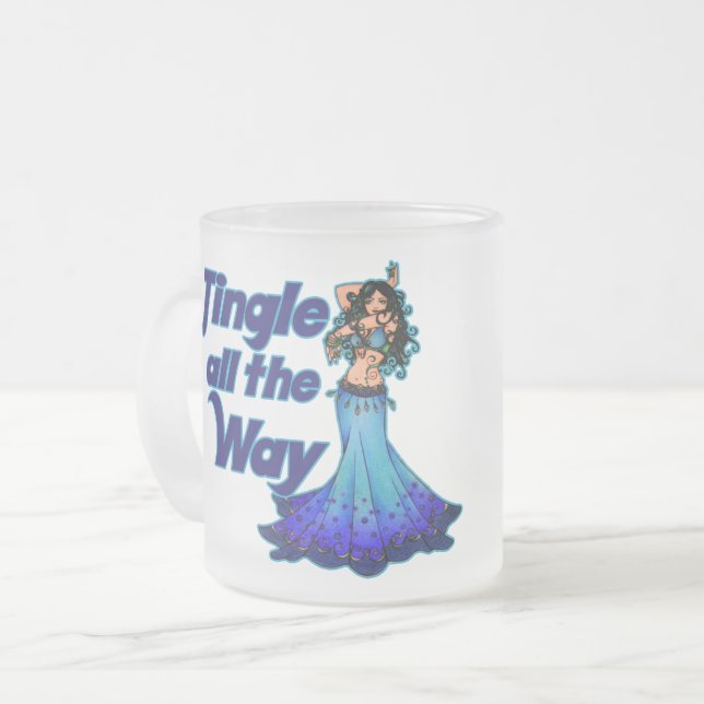 Caneca De Café Vidro Jateado Dançarina de barriga azul (Frente Esquerda)