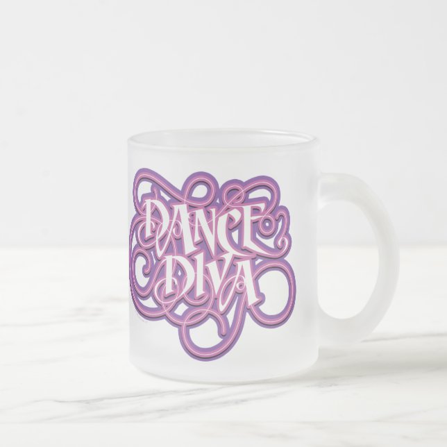 Caneca De Café Vidro Jateado Dance Diva Fosco Vidro Café (Direita)