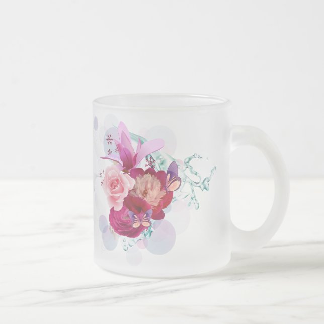 Caneca De Café Vidro Jateado Decor De Flor 12 Mug (Direita)