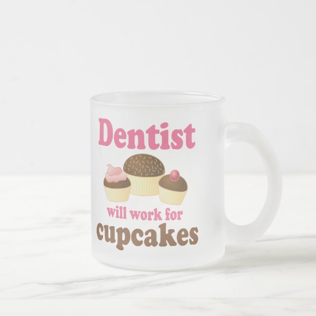 Caneca De Café Vidro Jateado Dentista bonito dos cupcakes do chocolate da (Direita)