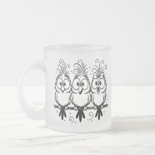 Caneca De Café Vidro Jateado Desenho Animado de Pássaros Engraçados-56456